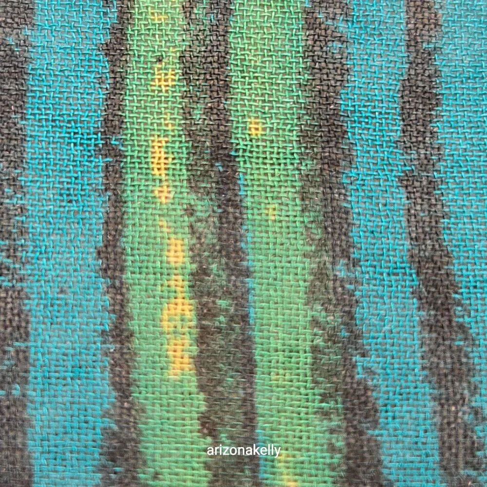 NWT Silk Scarf Hand Rolled Crepe Tropical Leaves Green Dana Buchman